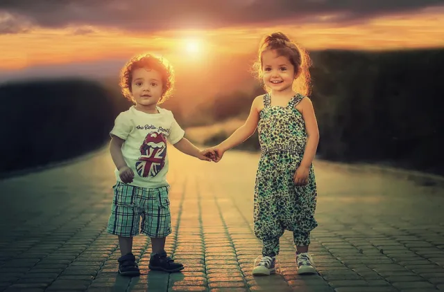Children holding hands